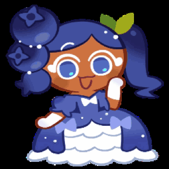 Cookie With Blue Hair and Green Leaf Wearing Blue Dress