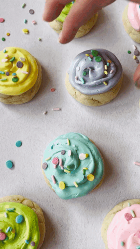 Cookies With Different Colored Frosting and Sprinkles
