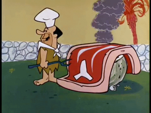 Cooking Dinosaur Steak The Flintstones GIF