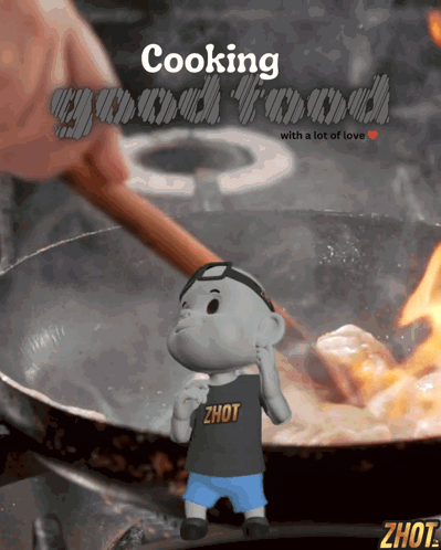 Cooking with a Lot of Love Stirring Food