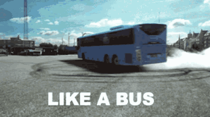 Cool Blue Bus Drifting Smoke Spin GIF