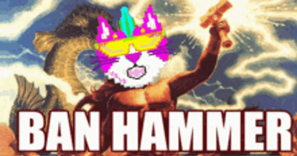 Cool Cat Sticker Digital Art Ban Hammer GIF
