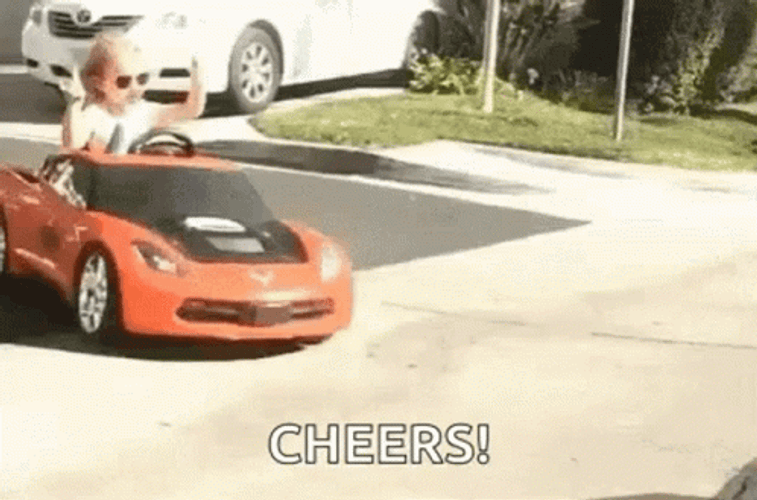 Cool Child Riding Fast Car  GIF