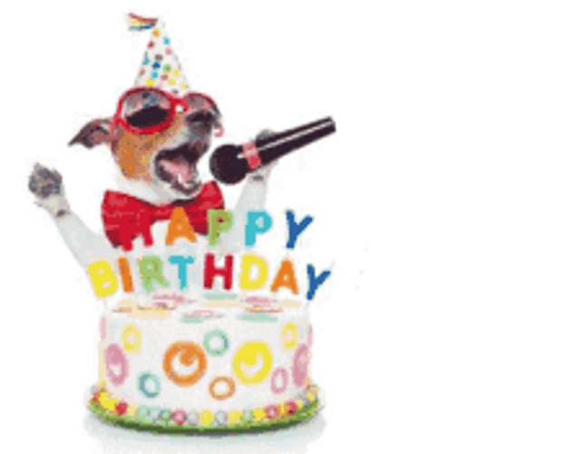 Cool Dog With Party Hat Singing Happy Birthday GIF