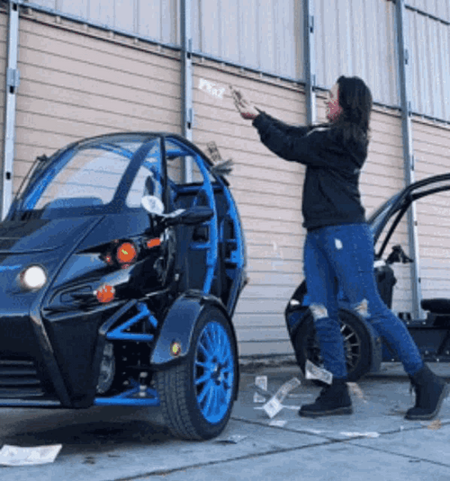 Cool Electric Car With Cash GIF
