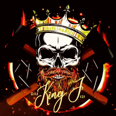 Cool Fiery King Skull Animated Logo GIF
