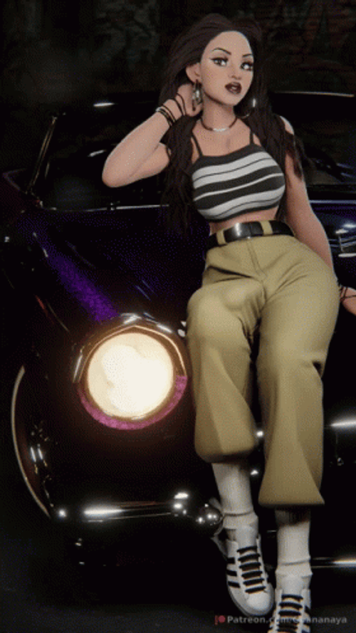 Cool Girl Sitting On Sleek Car GIF
