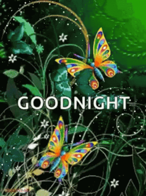 Cool Good Night Green Butterflies GIF