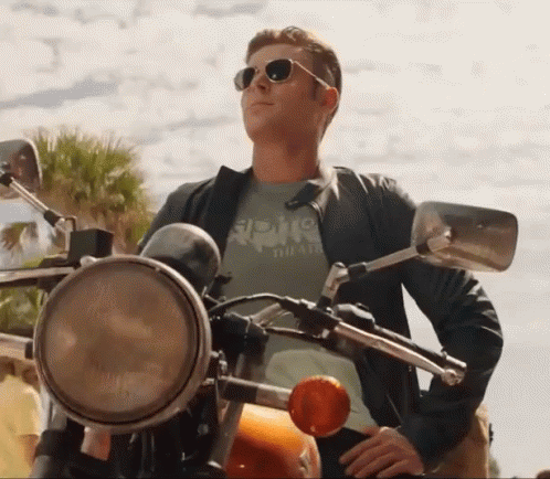 Cool Guy Zac Efron On Motorcycle GIF