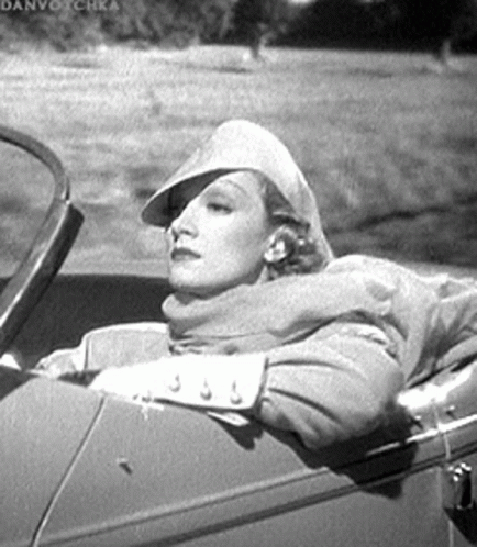 Cool Marlene Dietrich Driving GIF