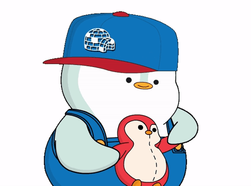Cool Penguin Holding Penguin Squishmallow GIF