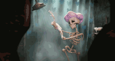 Cool Skeleton Enjoying Shower Time GIF