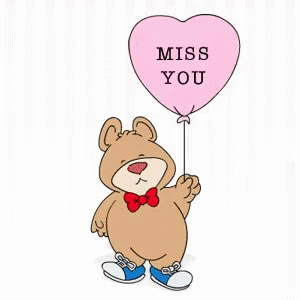 Cool Teddy Bear Holding A Balloon With We Miss You Message GIF