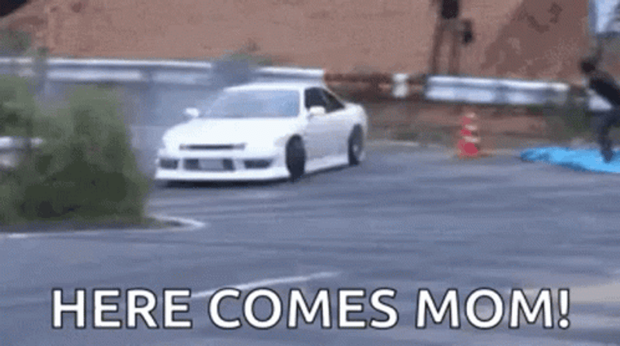 Cool White Car Drifting Here Comes Mom GIF
