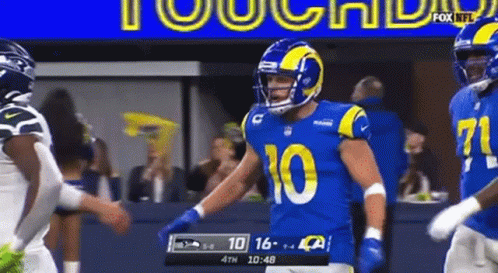 Cooper Kupp Handshake And Tapping On Head GIF