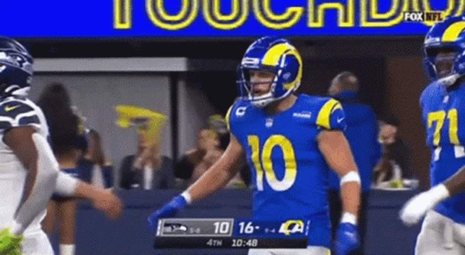 Cooper Kupp Handshake And Tapping On Head GIF