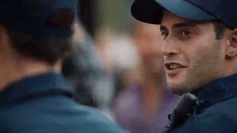 Police Cop Smiling Head Shake GIF