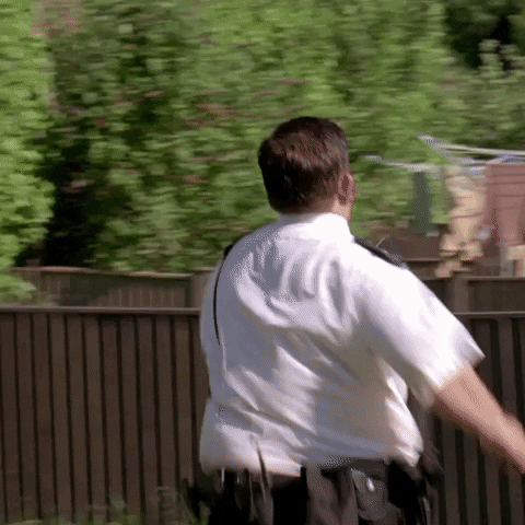 Police Cop Falling Down The Fence GIF