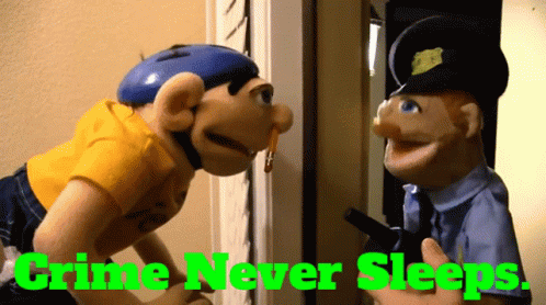Puppet Cop Crime Never Sleeps GIF