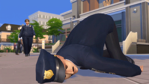 Cartoon Cop Sleeping On The Road GIF