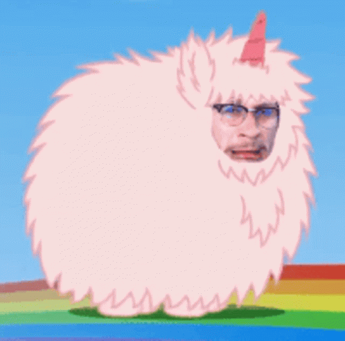 Copy Face Pink Fluffy Unicorns Dancing On Rainbows GIF