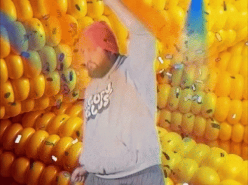 Funny Chubby Guy Dancing Corn Background GIF