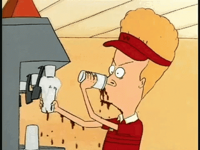 Cornholio Beavis Drinking Soda GIF