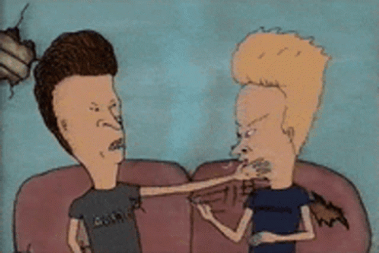 Cornholio Butthead Slaps Beavis GIF