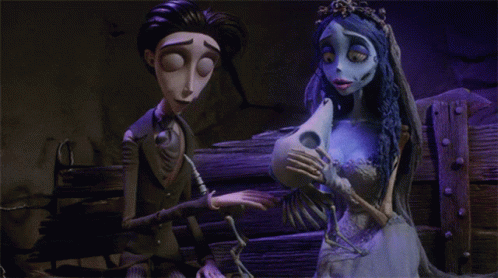Corpse Bride Emily Petting Scraps GIF
