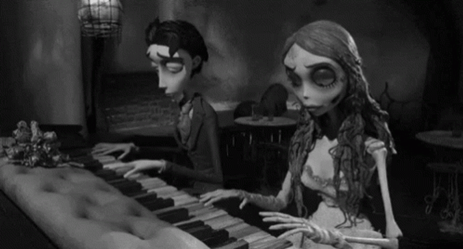 Corpse Bride Emily And Victor Playing Piano GIF