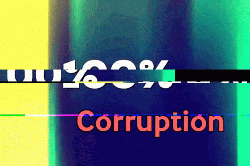 Corruption Word on Blue and Yellow Background