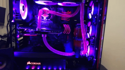 Corsair Computer With Purple Lights Inside