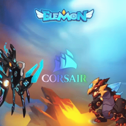 Corsair Logo on Blue Background with Dragon