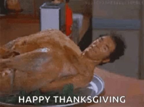 Cosmo Kramer Turkey Happy Thanksgiving GIF