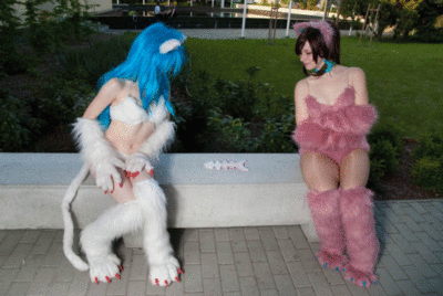 Cosplayer Cat Fight GIF