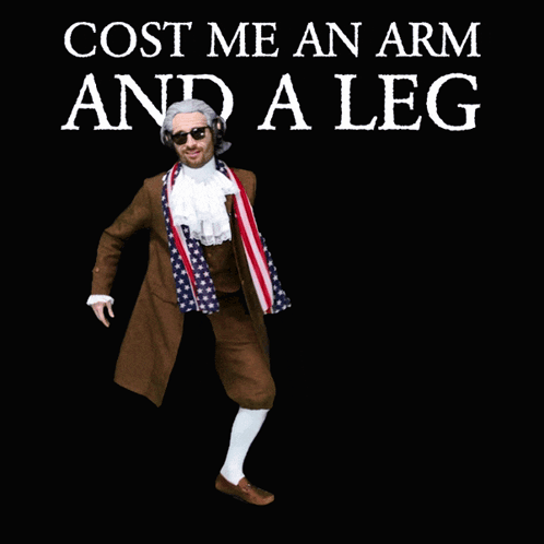 Cost Me An Arm And A Leg Poster With Man In Costume GIF