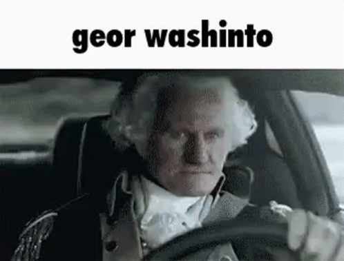Costumed Man Driving Car Geor Washinto