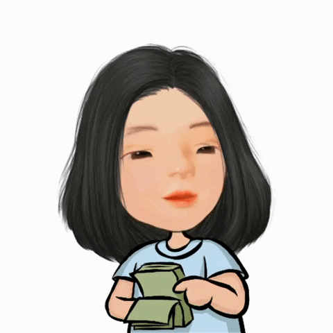 Counting Money Girl Cartoon Sticker GIF