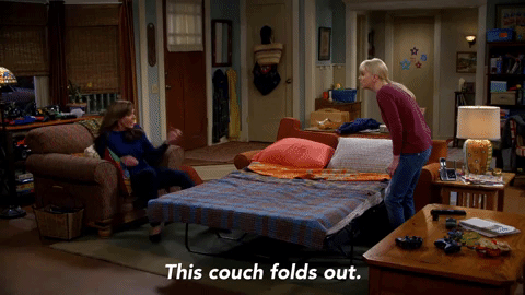 Couple Argues Couch Folded Out GIF