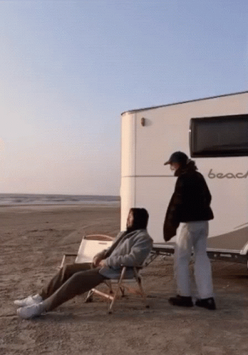 Couple Camper In Beach GIF
