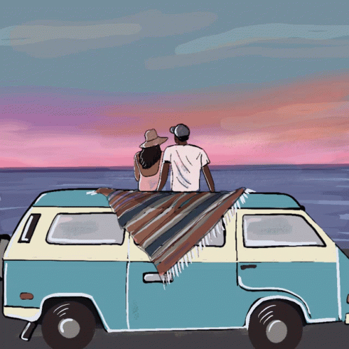 Couple Camper On Van GIF