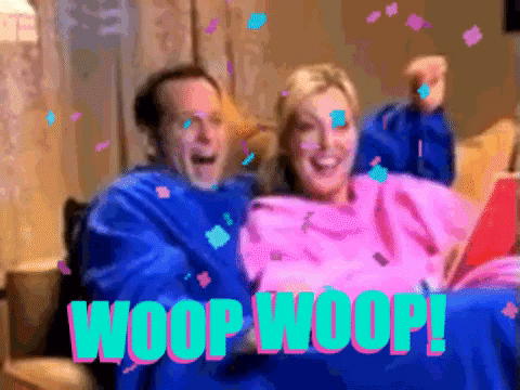 Couple Celebrating Whoop Whoop With Confetti GIF