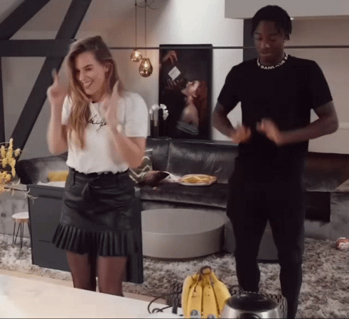 Couple Dancing, Woman in White High Shirt