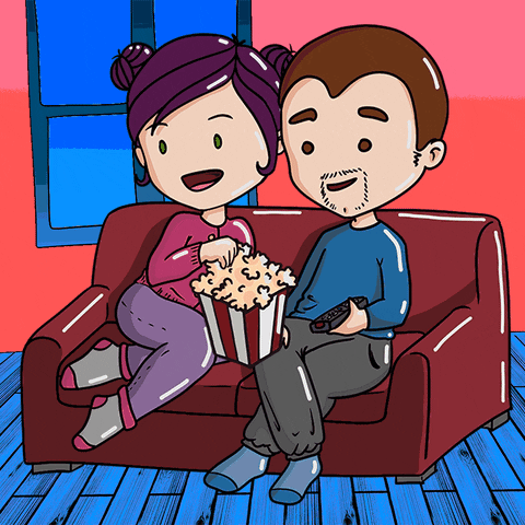 Couple Eating Popcorn Watching Nimona Movie GIF