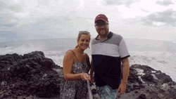 Couple Epic Fail Wave Splash GIF