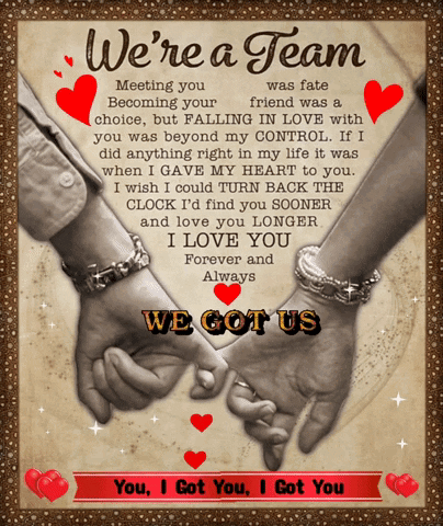 Couple Holding Hands Saying We're a Team