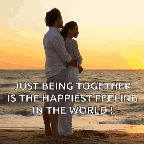 Couple Hugging On Beach Saying Just Being Together