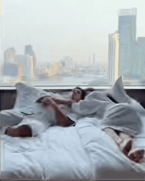 Couple In Bed Enjoy Happy Morning GIF