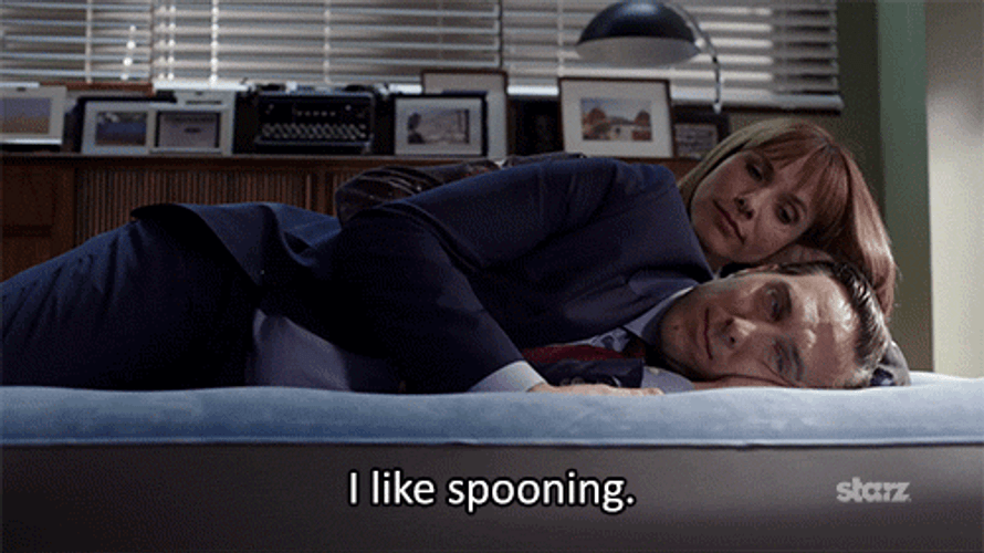 Couple In Office Bed I Like Spooning GIF