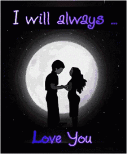 Couple Kissing in Front of Full Moon I Will Always Love You